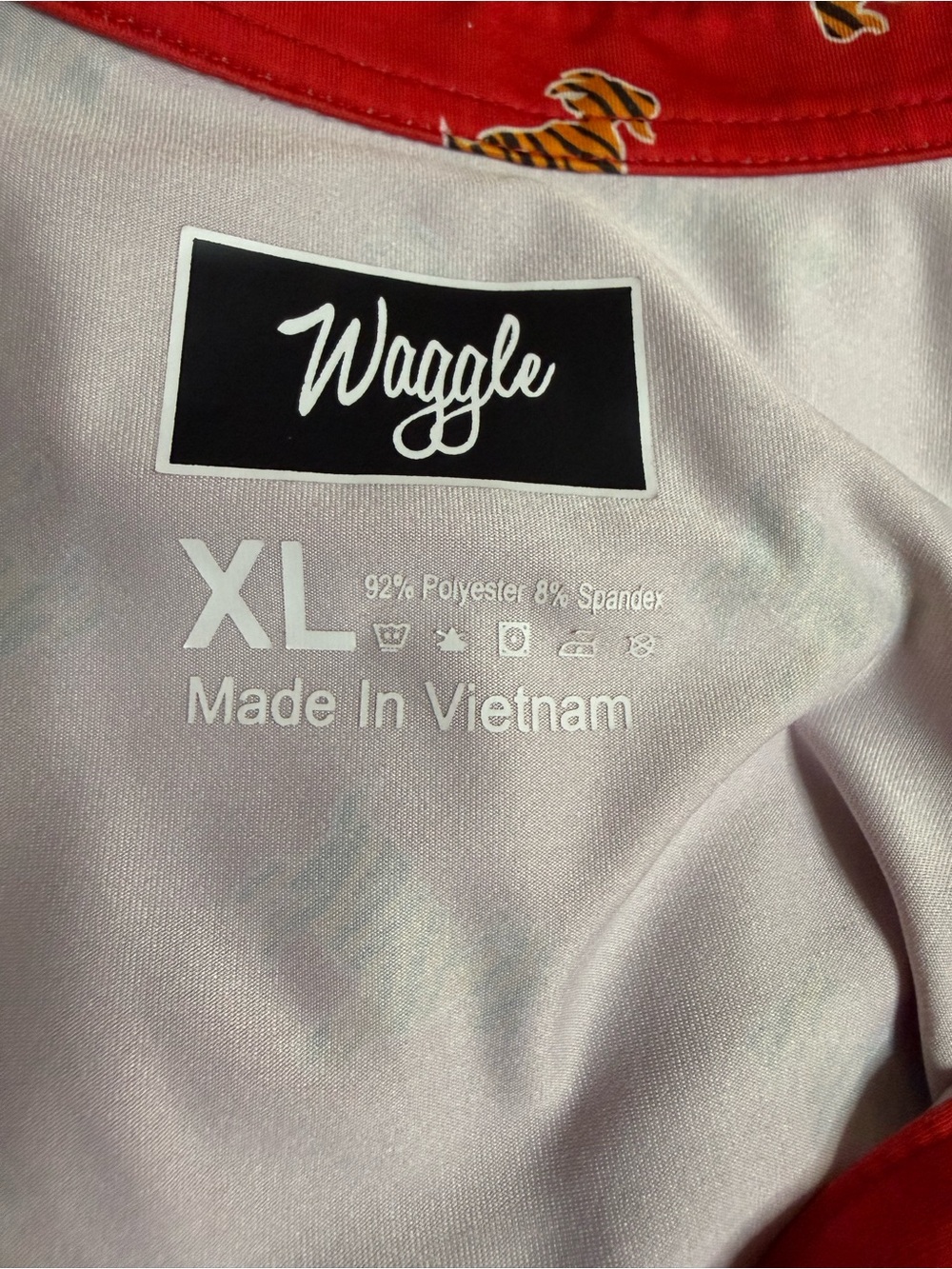 SOLD: Mercari. β³οΈ Waggle Tiger Print Golf Polo Shirt XL Performance Stretch - Picture 6 of 6